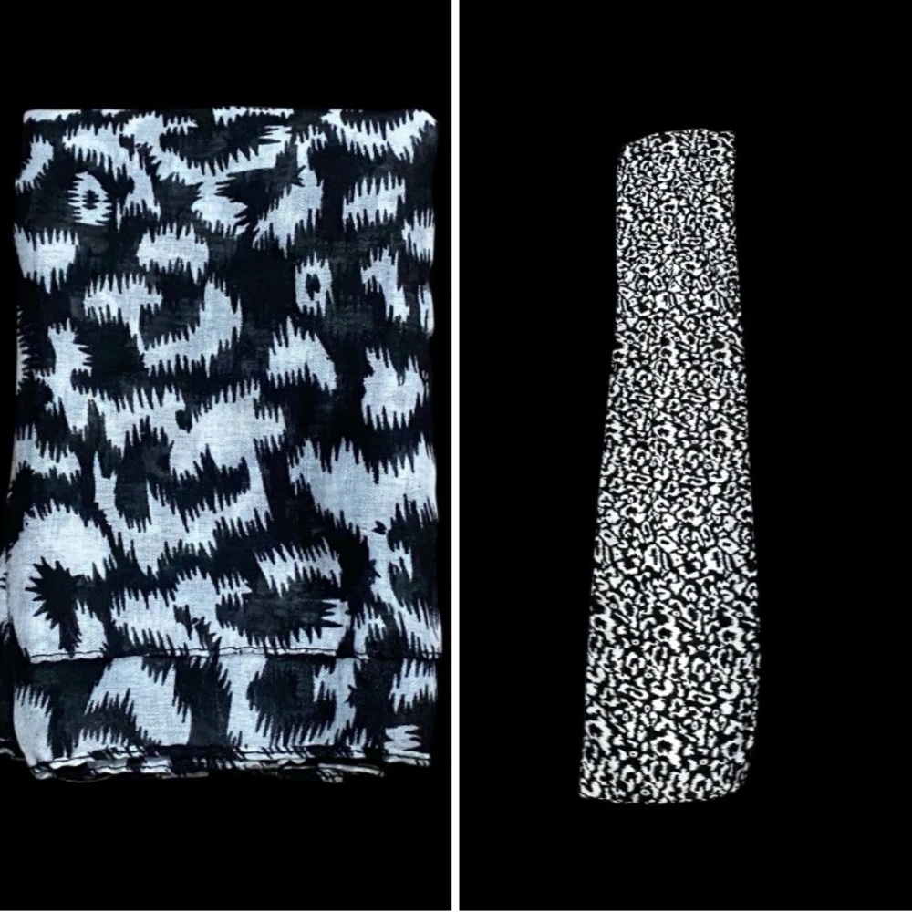 Abstract Moiré Silk-like Print Scarf-Size: OS-Color: Black/White!!